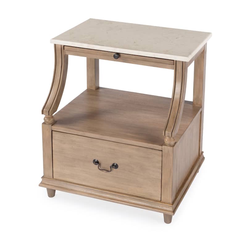 Mabel Genuine Marble and Wood 1-Drawer Nightstand