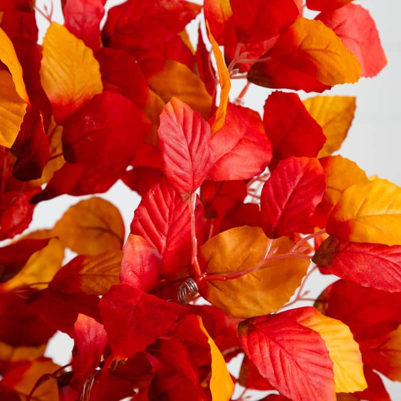 Pre-Lit Maple Foliage Artificial Fall Tree - 4' - Warm White LED Lights