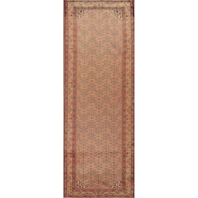 All-Over Mahal Persian Vintage Runner Rug Hand-Knotted Wool Carpet - 3'9" x 13'4"
