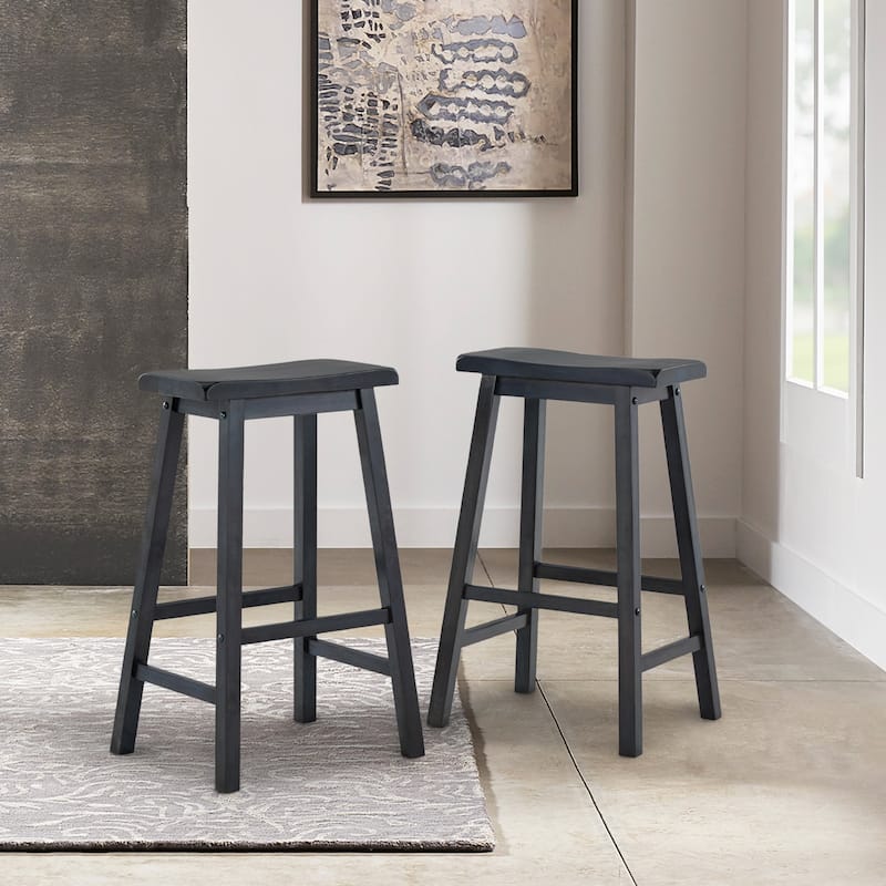 Cadiz Saddle Seat 29" Bar Height Backless Stools (Set of 2)