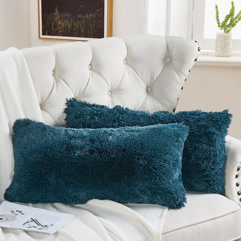 Halsted Shaggy FauxFur Decorative Throw Pillow Cover Set, NO INSERT