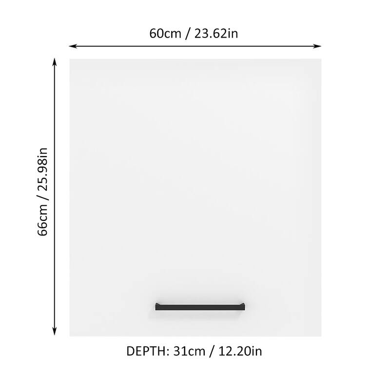 Madesa Hazel Wall Kitchen Storage Cupboard Cabinet 23 Inch Wide -White