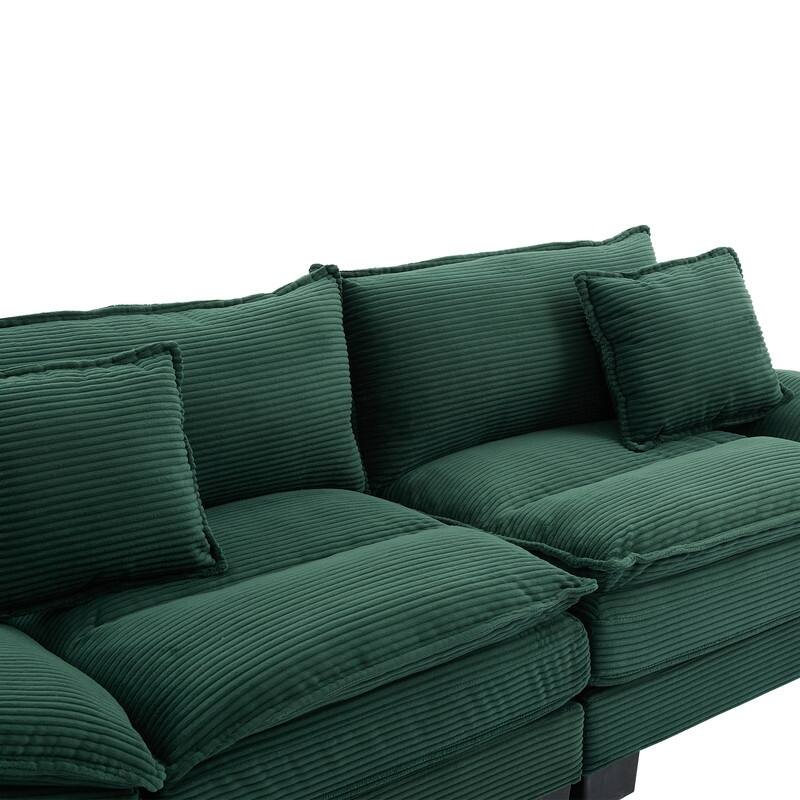 Oversized Corduroy Loveseat Sofa - 84" Wide Deep-Seat Couch with Pillows for Living Room, Apartment, Office
