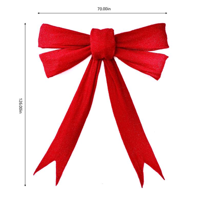 LED Lighted Bow Christmas Outdoor Wall Decoration - 126" - Red