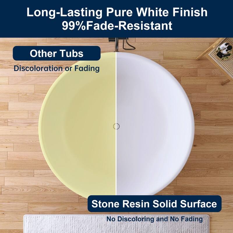 MEDUNJESS 59'' Freestanding Bathtub Solid Surface Soaking Tub