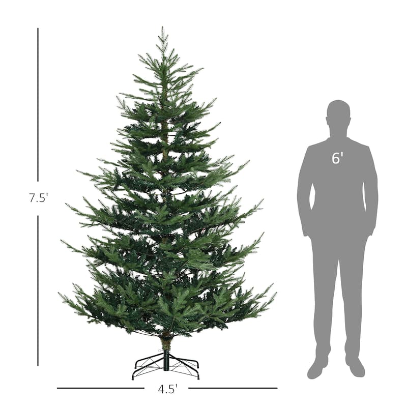 HOMCOM 7.5 ft. Artificial Unlit Christmas Tree with Stand - 7.37 ft