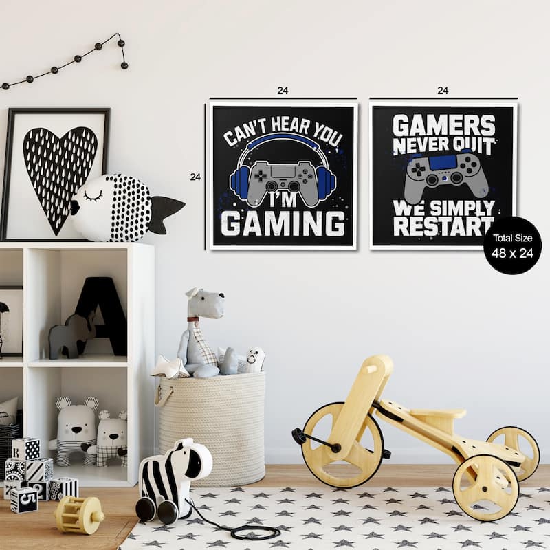 Stupell Hardcore Gamer Expressions Framed Giclee Art Design By Kim Allen (Set of 2)