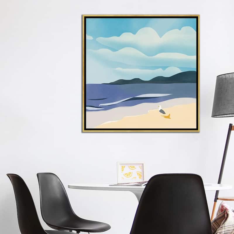 iCanvas "Seagull Sun Bathing" by Little Dean Framed