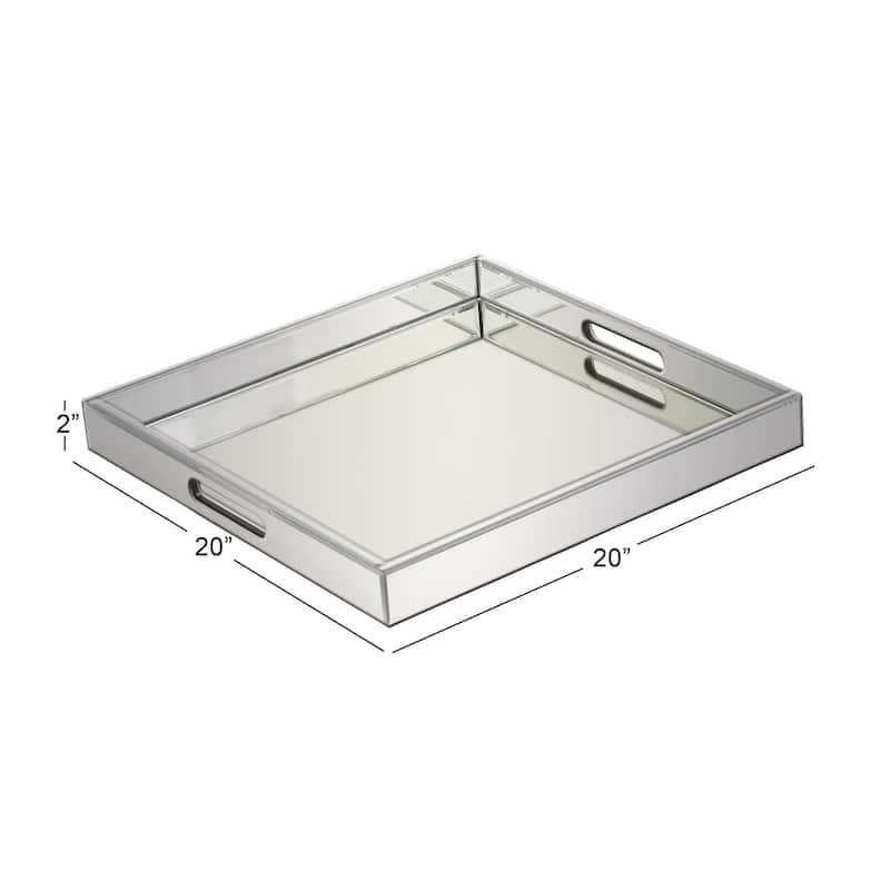 Wooden Mirrored Living Room Decor Tray - Silver - Roche River Decor