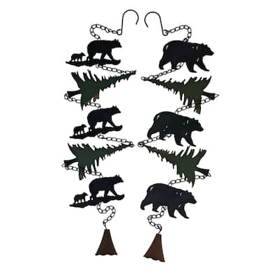 Set Of 2 Rain Chains With Bears And Trees, 52-Inch, Decorative - 4 X 52 X 0.25 inches