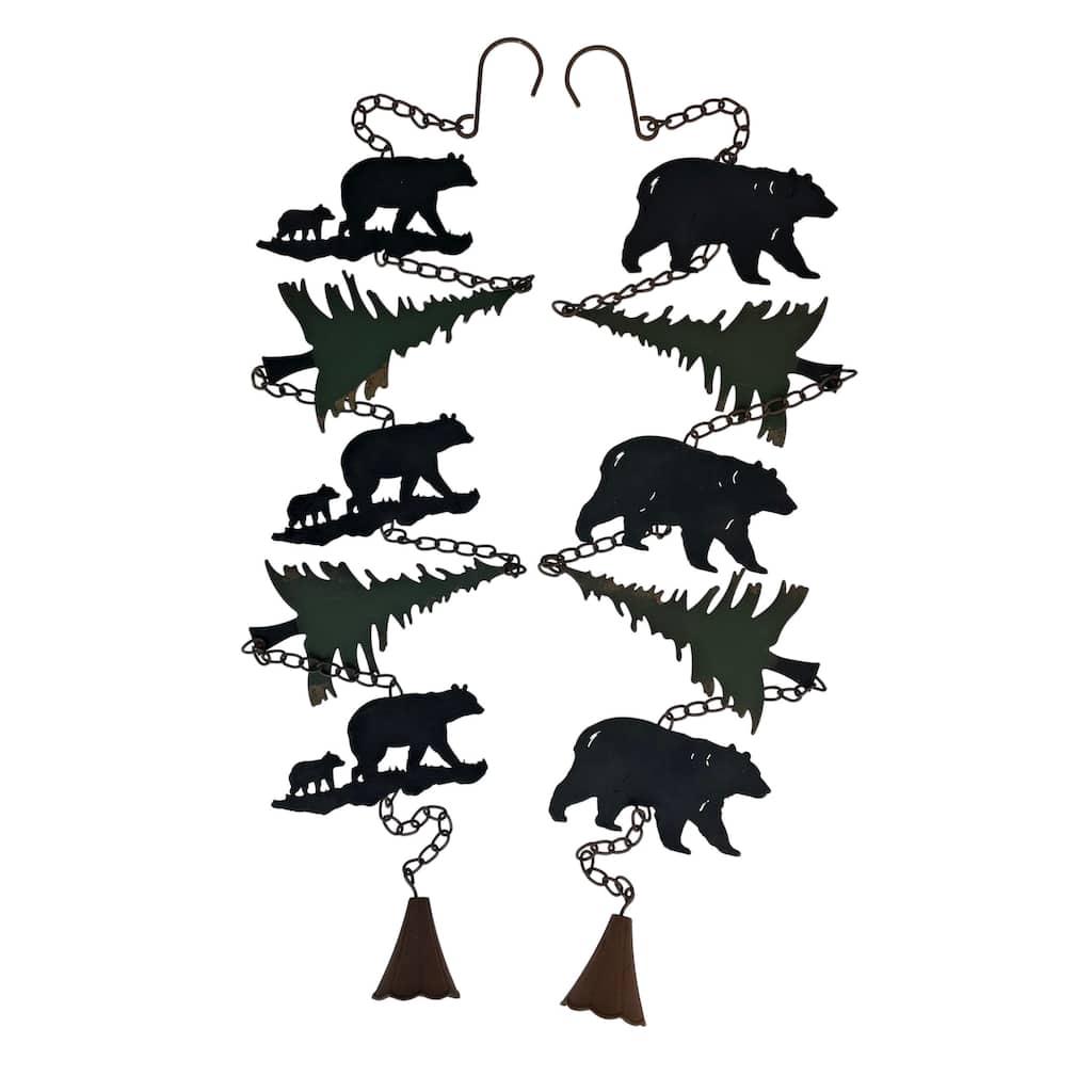 Set Of 2 Rain Chains With Bears And Trees, 52-Inch, Decorative - 4 X 52 X 0.25 inches