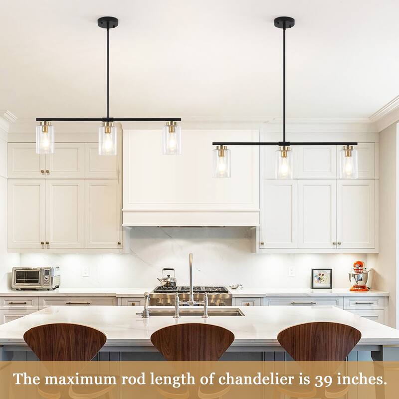Modern Linear Ceiling Hanging Pendant Light With Adjustable Height for Living Room, Foyer