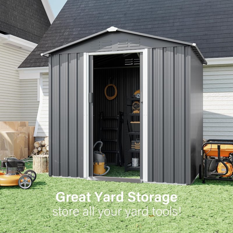 Outdoor Permanent Metal Storage Sheds for Gardening Tools, Patio Sheds Warehouse Vault