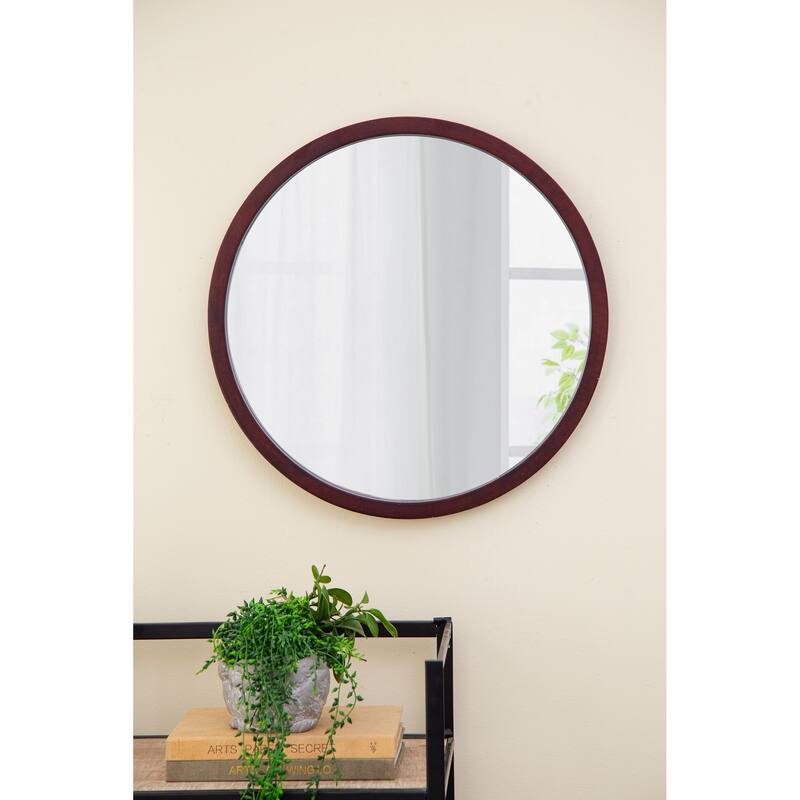 20" x 20" Circle Wall Mirror with Wooden Frame,Wall Mirror for Living Room Dining Room