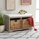 preview thumbnail 3 of 15, SAFAVIEH Freddy Vintage Grey Wicker Storage Bench - 33.5" W x 16.1" D x 19.9" H