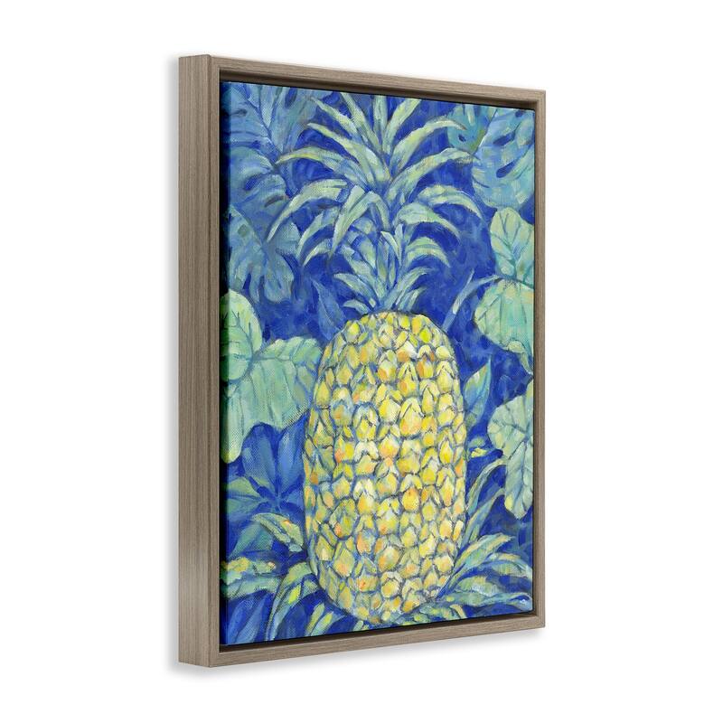Stupell Blue Hawaii Pineapple Framed Floater Canvas Wall Art Design By Paul Brent