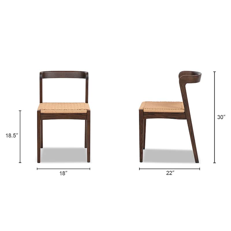 Jennifer Taylor Home Capri Woven Seat Oak Wood Dining Chair