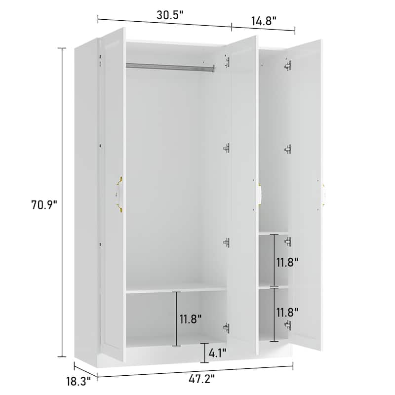 Wardrobe Armoire Shelves Hanging Rod Doors Closet Storage Cabinet