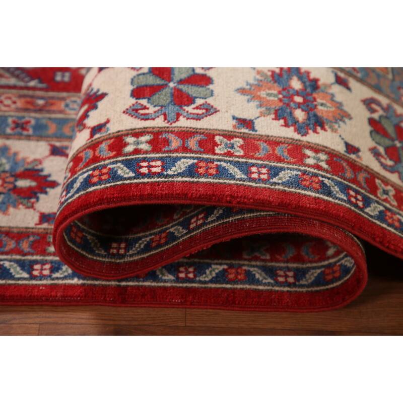 Red Traditional Kazak Area Rug Handmade Oriental Wool Carpet - 6'8" x 9'9"
