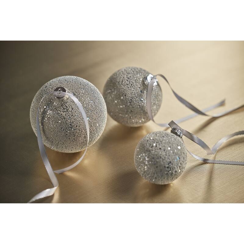 Hoshi 4.75" Beaded Glass Ball Ornaments, Set of 4
