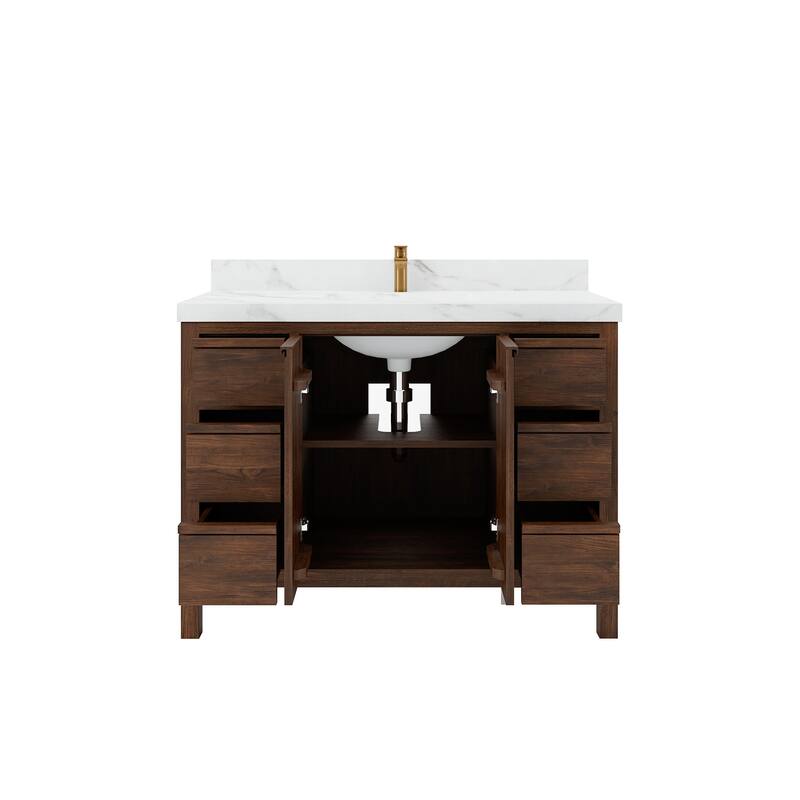 Willow Collections 48 in. W x 22 in. D Elizabeth Solid Teak Single Sink Bathroom Vanity with Countertop