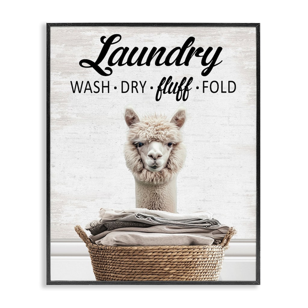 Stupell Wash Dry Fluff Laundry Framed Giclee Art Design By Lettered and Lined