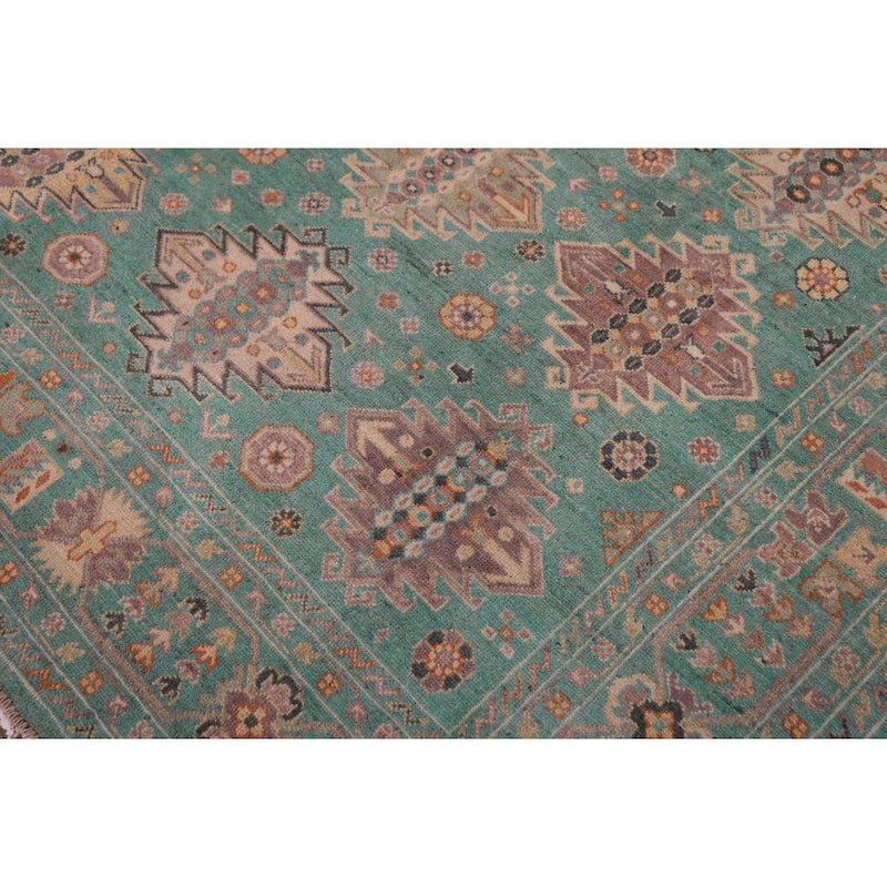 Bohemian Kazak Anaya Green/Green Wool Rug - 7'9'' x 10'1''