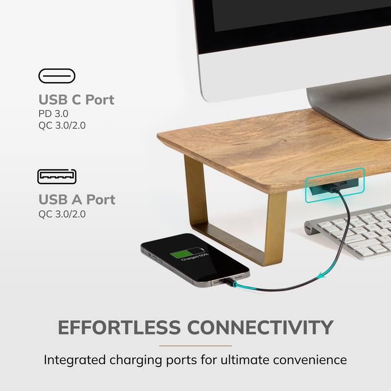 Jani Wood Monitor Stand Riser Desk - Ergonomic Design Stand, Desktop Organizer Table for Home, Office Workspace, Gaming Desk