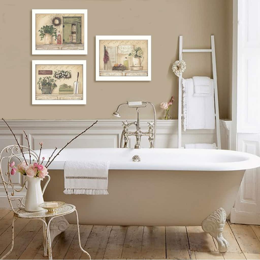 TrendyDecor4U Contemporary "Garden Bath Collection" 3-Piece Vignette by Pam Britton