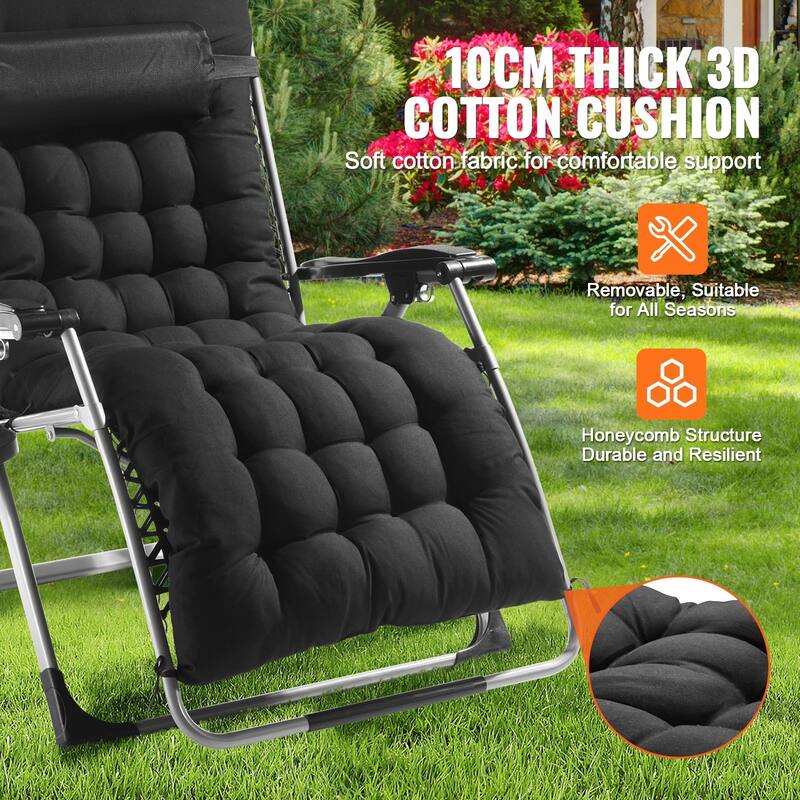 33 Inch Zero Gravity Recliner Lounge Chair with Steel Tube Frame and Thick Cushioned Pad - 34.05 x 32.48 x 43.7 in