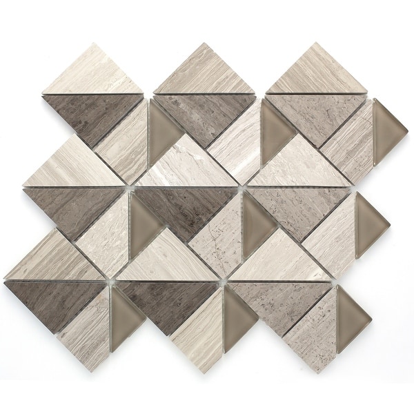 Shop Tilegen Geometric Triangle Random Sized Marble Mosaic Tile In Beige Wall Tile 10 Sheets 9 6sqft Overstock 27973434
