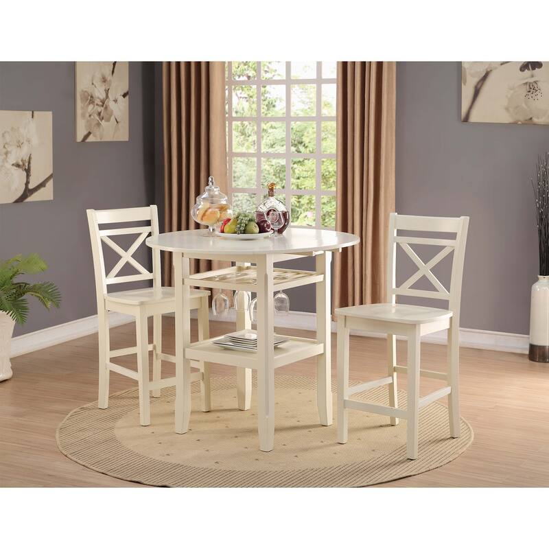 Cream 2-Shelf Counter Height Table