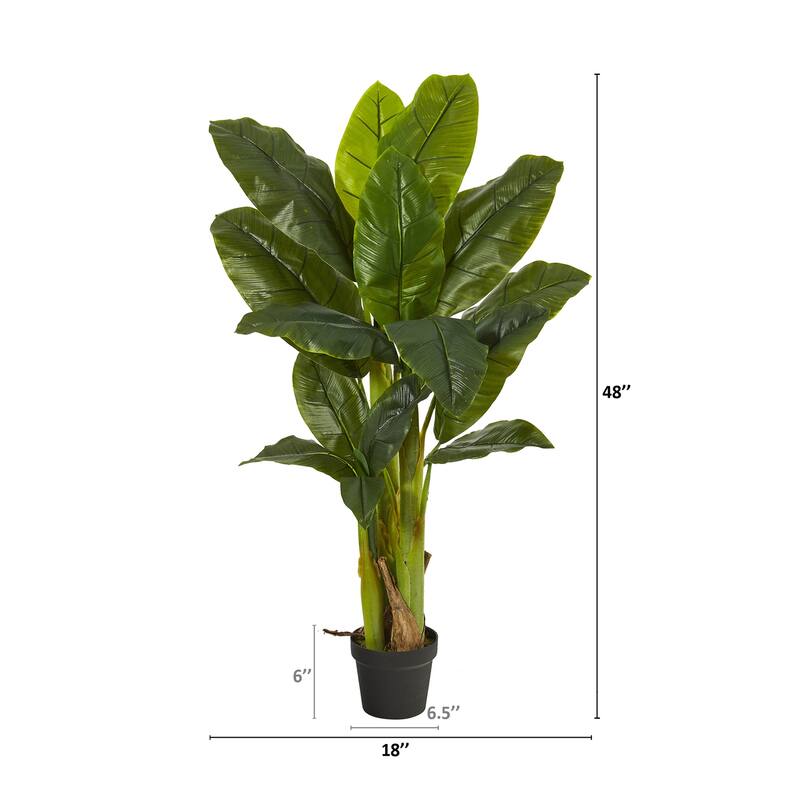 Artificial Banana Tree 4ft Real Touch Indoor Plant Decor - Green - 61 Inches and Over