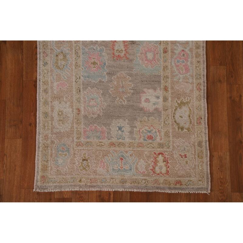 Brown Oushak Oriental Area Rug Handmade Wool Carpet - 2'10"x 4'11"