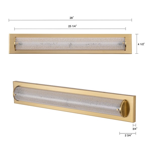 C Cattleya 28" Brushed Gold Integrated LED Bathroom Vanity Light Bar with Clear Sandy Glass