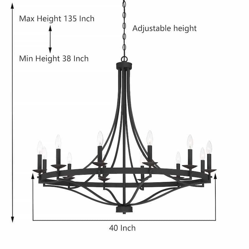 Fidenza 12-light Modern Farmhouse Empire Wagon Wheel Chandelier with UL - D40'' * H135''
