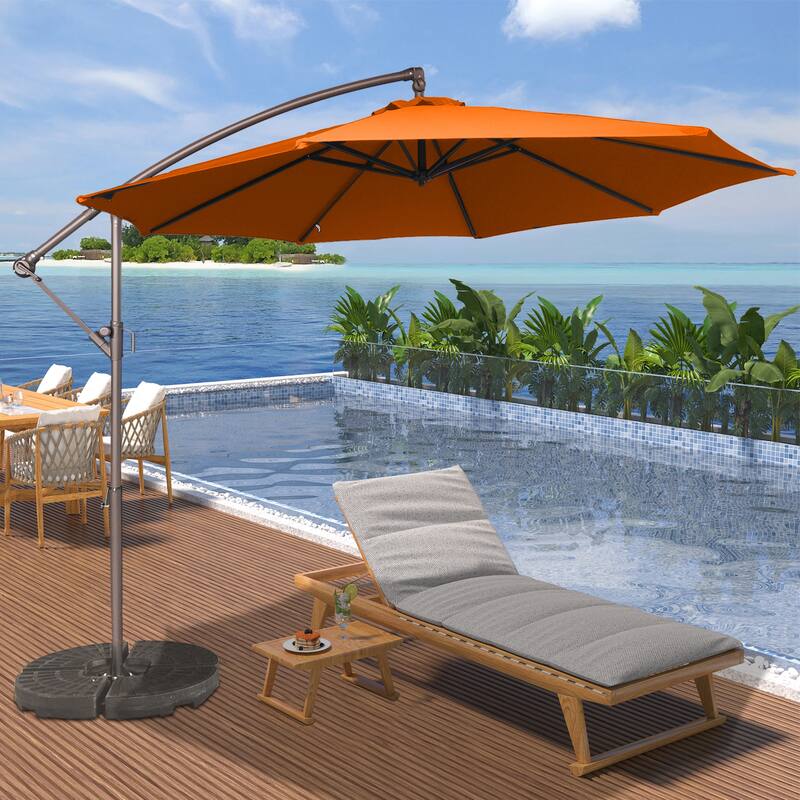 Clihome 10Ft Outdoor Crank Offset Cantilever Patio Umbrella, Without Base