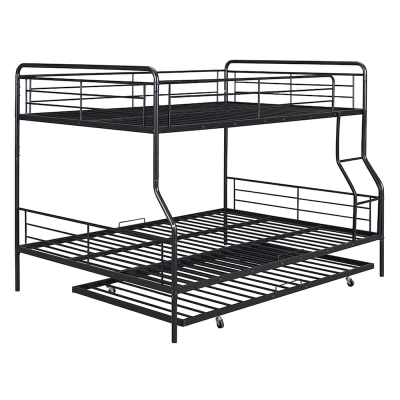 Full XL Over Queen Metal Bunk Bed with Twin Size Trundle