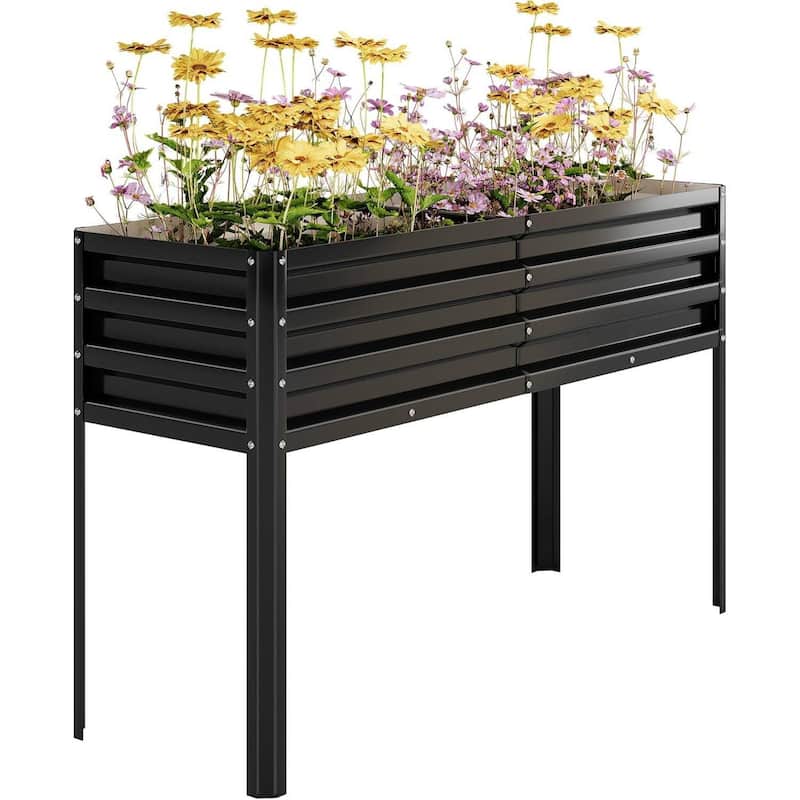 Tall Elevated Raised Garden Bed Planter Box for Vegetables Herbs - N/A - Black
