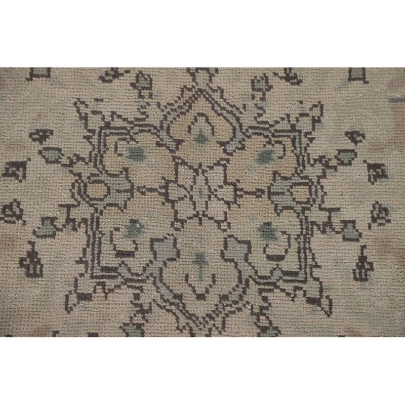 Hand Knotted Oriental 100% Wool Carpet Traditional Floral Beige & Ivories Tabriz Area Rug - 12' 11'' X 9' 6''