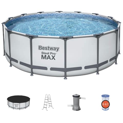 Bestway Steel Pro MAX 14'x48" Round Above Ground Swimming Pool with Pump & Cover - 128.8