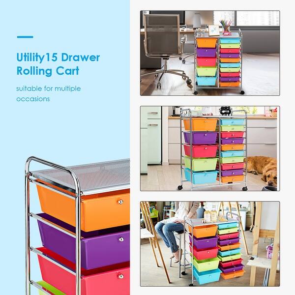 Shop Costway 15 Drawer Rolling Storage Cart Storage Rolling Carts