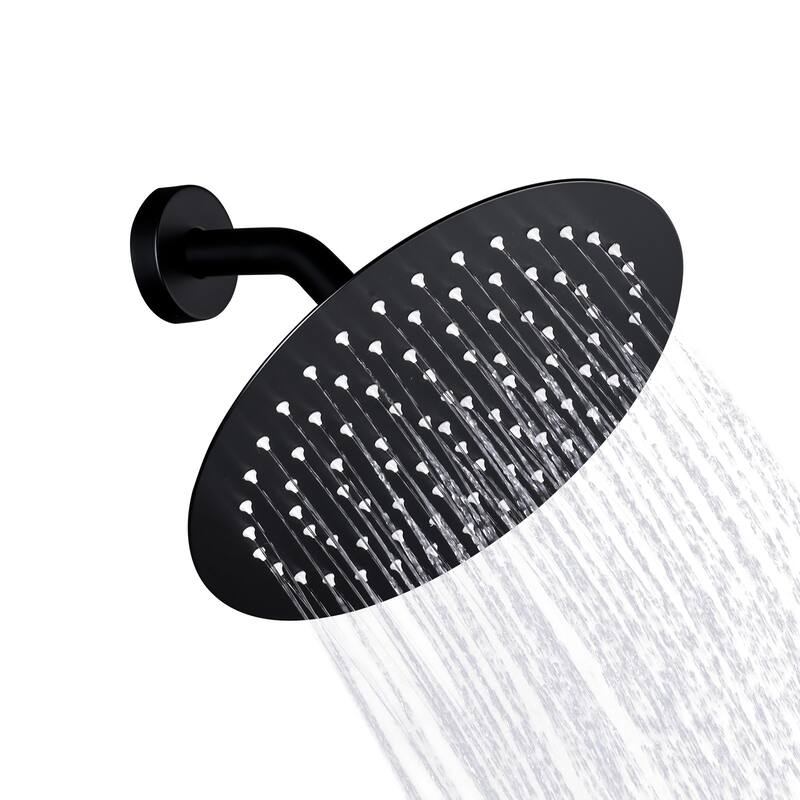 WOWOW 1-Spray Patterns with Wall Mount Rain Fixed Shower Head - 10-inch - Matte Black