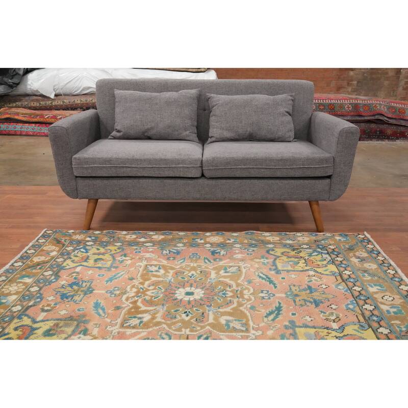 Hand Knotted Oriental 100% Wool Carpet Traditional Floral Pink Tabriz Area Rug - 6' 0'' X 4' 6''