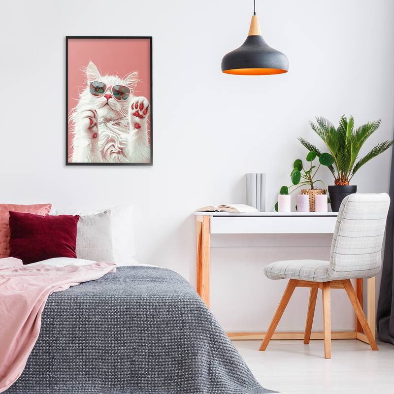 Stupell Glam Cat with Sunglasses Framed Giclee Art Design By LSR Design Studio