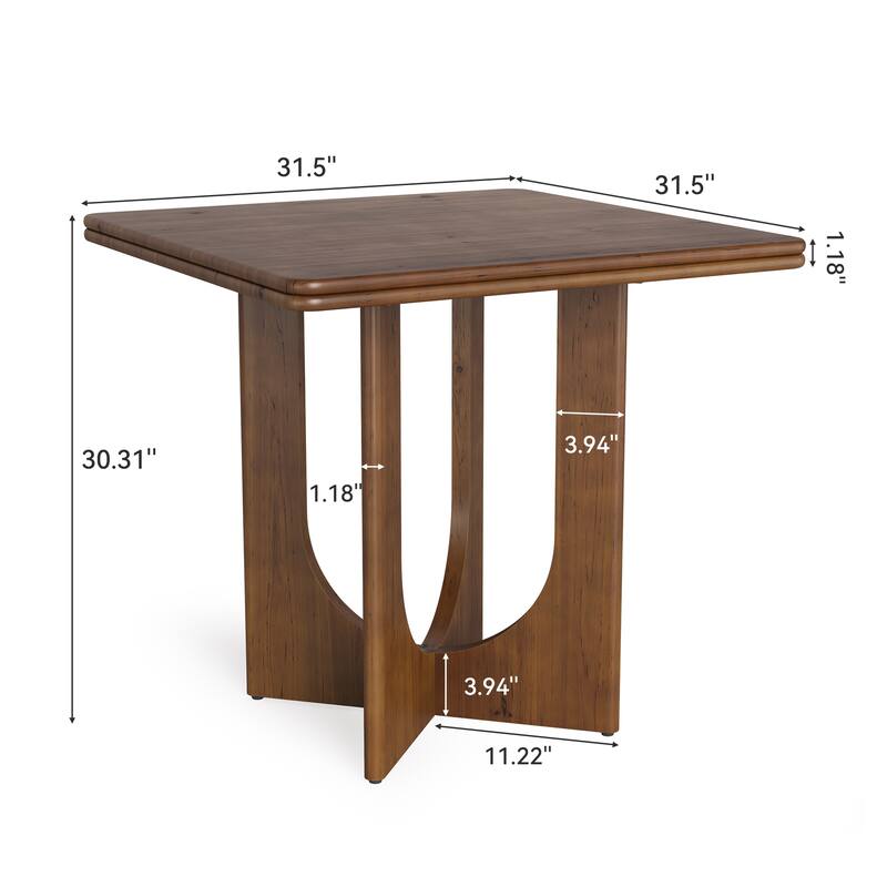 Small Solid Wood Square Dining Table for 2-4 People - 31.5" W x 31.5" D x 30.3" H