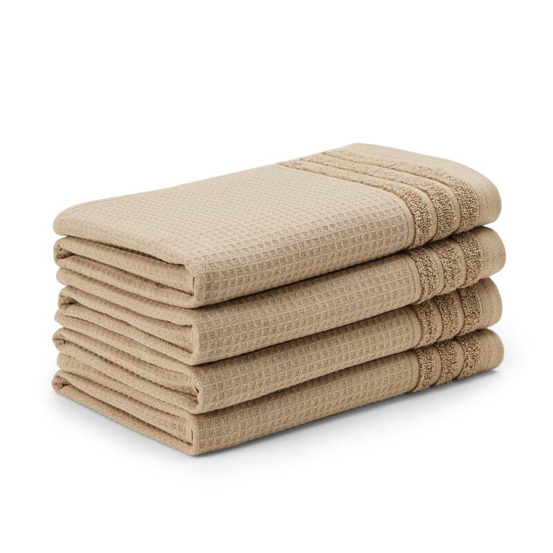TOWN & COUNTRY BASICS 4-Piece Waffle Woven Terry Stripe Hand Towel Set, - 20"x30"