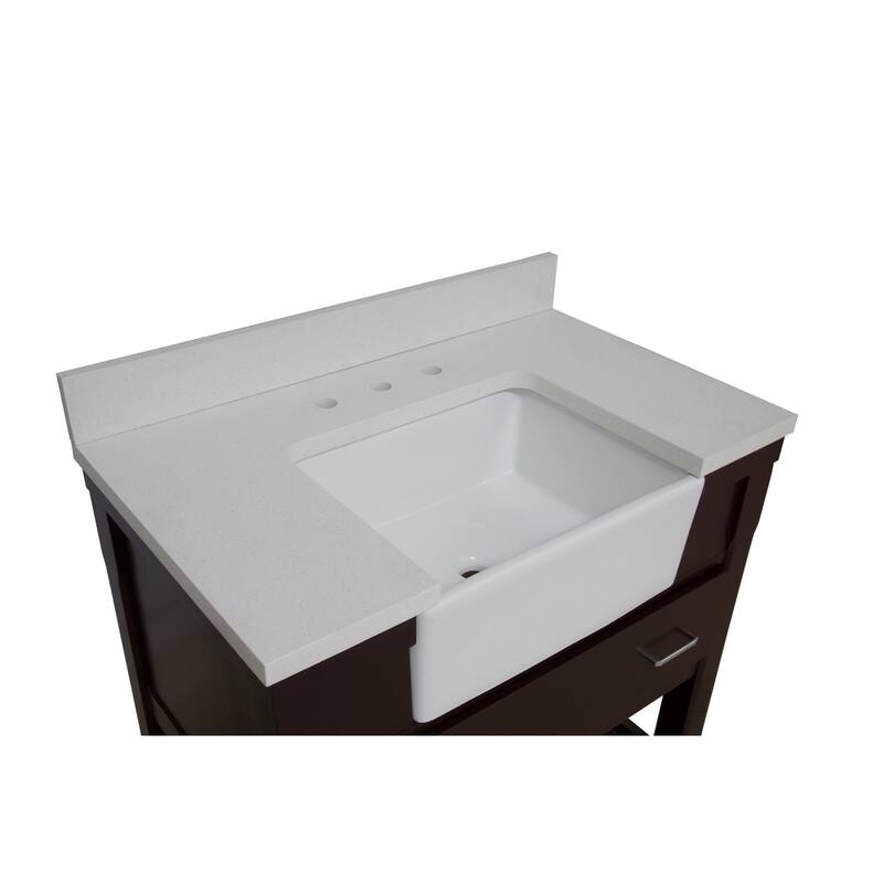 KitchenBathCollection Charlotte 36" Farmhouse Bathroom Vanity with Quartz Top