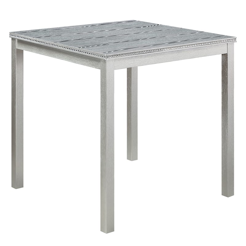 5 Piece Counter Height Table Set,Wooden Table Set with Square Table and 4 Upholstered Chairs,Table with Crystal Decoration
