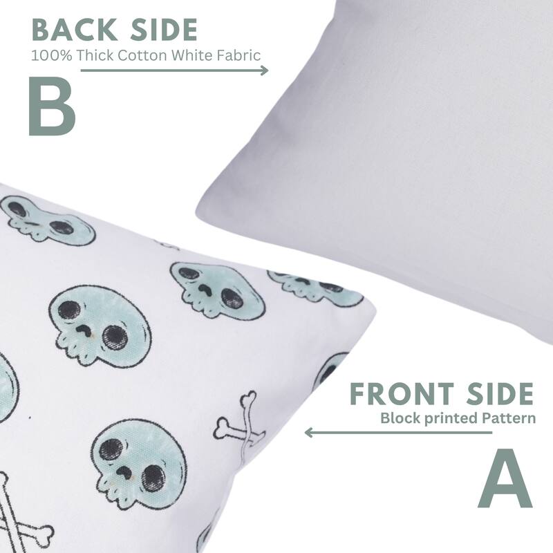 Fabdivine Home Decorative Accent Green Cotton Cushion Case, Skeleton